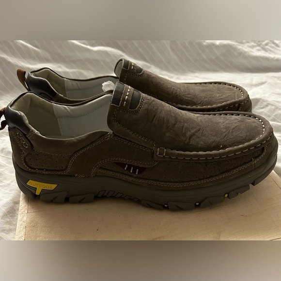 Venshine Walking Gray Shoes Leather Lightweight Breathable Slip On Loafer SZ 13 - Picture 8 of 11